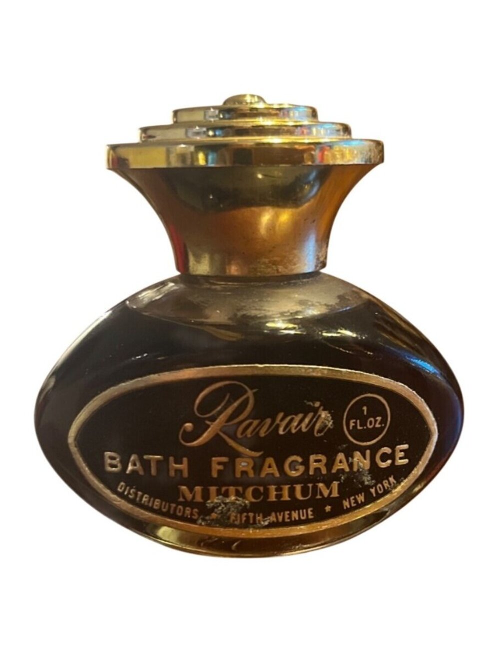 Ravair Bath Fragrance By Mitchum 1 Fl Oz Vintage Perfume Bottle With Gold Accent